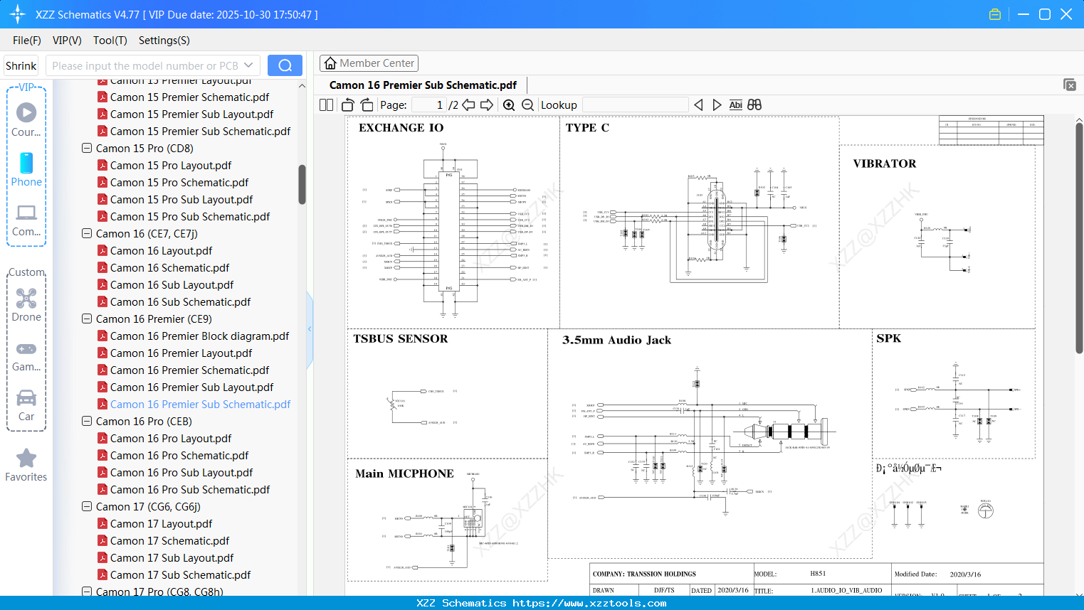 Tecno Camon 16 Premier Sub Schematic